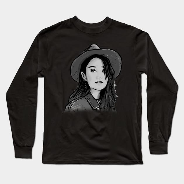 Woman in a Red Hat Long Sleeve T-Shirt by obsidianhoax